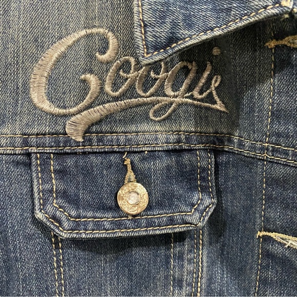 Coogi Embroidered Denim Patch Jacket Dark Blue Large - Picture 3 of 11